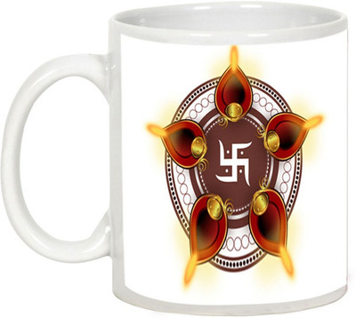 

AllUPrints Gifts For Diwali - Lets Enjoy On Deepawali Ceramic Mug(325 ml), White