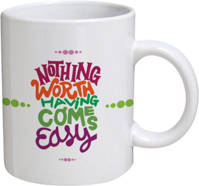 

Disginer Cases Nothing Worth - MyBestow White Plain Coffee Ceramic Ceramic Mug(320 ml), Multicolor