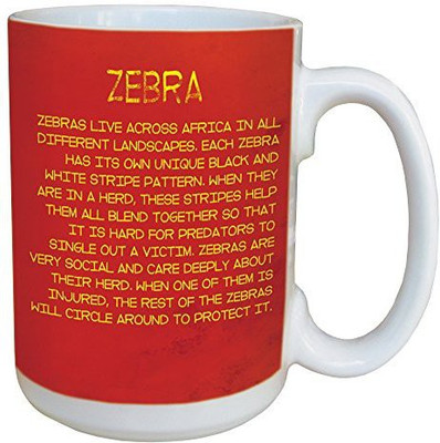 

Tree-Free Greetings Greetings 45795 Eric Isselee Zebra Ceramic with Full-Sized Handle, 15-Ounce Ceramic Mug(60 ml), Multicolor