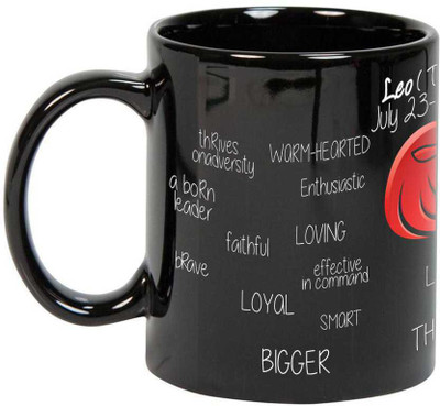 

Prithish Leo Black Ceramic Mug(330 ml), Multicolor