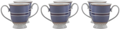 

Hiluxe MARINA FEATHER MUG SET Porcelain Mug(200 ml, Pack of 6), Black;blue;white