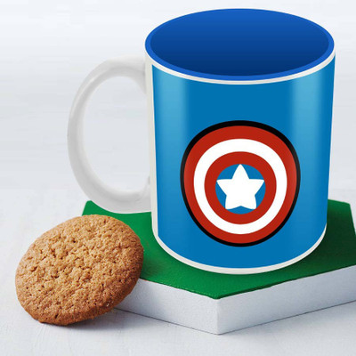 

Posterboy Kawaii - Captain America logo Officially Licensed Ceramic Mug(350 ml), Multicolor