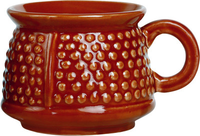 

Caffeine Tea Cup Stoneware in Ivory Red Bubble Chiraag (Set of 1) Handmade Ceramic Mug(400 ml)