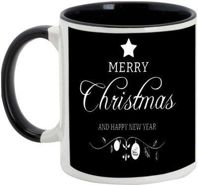 

AllUPrints Christmas Portray Ceramic Mug(325 ml), Black