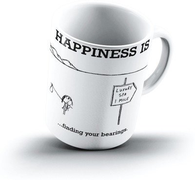 

Ucard Happiness Is1657 Bone China, Ceramic, Porcelain Mug(325 ml), Multicolor