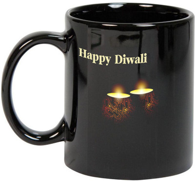 

Prithish Diwali Design3 Black Ceramic Mug(330 ml), Multicolor