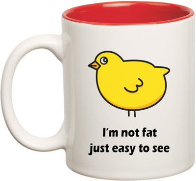 

HuppmeGift Fat Inner Red Ceramic Mug(350 ml), Red;white