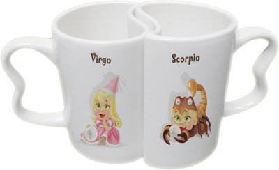 

Ucard Virgo and Scorpio Zodiac Sign Couple Bone China, Ceramic, Porcelain Mug(325 ml), Multicolor