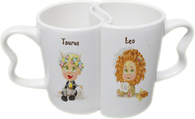 

Ucard Taurus and Leo Zodiac Sign Valentines Day Couple Bone China, Ceramic, Porcelain Mug(325 ml), Multicolor