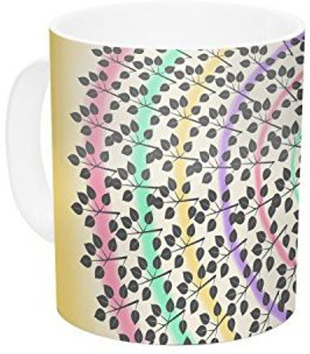 

Kess InHouse InHouse Famenxt Leafy Watercolor Mandala Pastels Abstract Ceramic Coffee, 11 oz, Multicolor Ceramic Mug(60 ml)