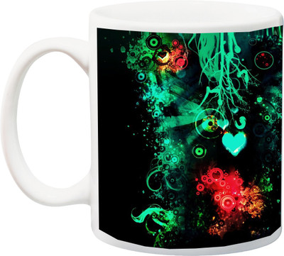 

ME&YOU Beautiful Blackand colorful Designer with Roses 3D Printed Ceramic Mug(325 ml), Multicolor