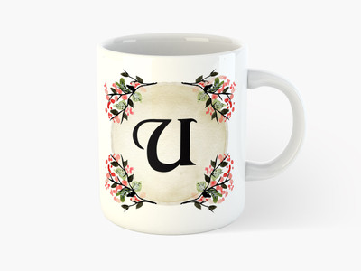 

Deeher Gifts "U" Name Initials Ceramic Mug(350 ml), Multicolor