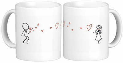 

Exoctic Silver Love Couple Anniversary 001 Ceramic Mug(300 ml, Pack of 2), Black;red;white