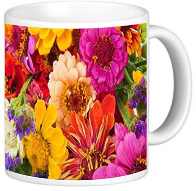 

Rikki Knight LLC Knight Photo Quality Ceramic Coffee, 11 oz, Colorful Flower Arrangement Ceramic Mug(60 ml), Multicolor