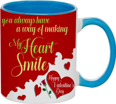 

SKY TRENDS Beautiful Special and Best Happy Valentine Gifts for Boyfriend Girlfriend Fiance Wife Husband Friends Birthday Anniversary064 Ceramic Mug(325 ml), Blue
