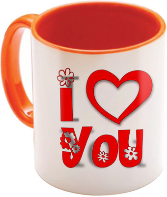 

SKY TRENDS Valentine Gift for Girlfriend Love Printed I Love U Forever Perfect for Her Him Wife Fiance Anniversary And Birthday STGD049 Ceramic Mug(325 ml), Orange