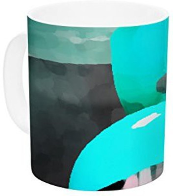 

Kess InHouse InHouse Oriana Cordero Vespa I Teal Blue Ceramic Coffee, 11 oz, Multicolor Ceramic Mug(60 ml)