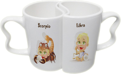 

Ucard Scorpio and Libra Zodiac Sign Couple Bone China, Ceramic, Porcelain Mug(325 ml), Multicolor