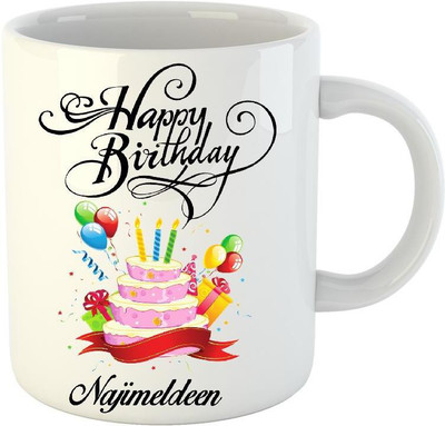 

Huppme Happy Birthday Najimeldeen White (350 ml) Ceramic Mug(350 ml)