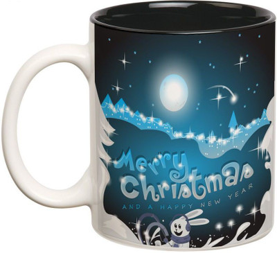 

Prithish Merry Christmas Design 3 Double Color Ceramic Mug(330 ml), Multicolor