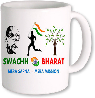 

PhotogiftsIndia Swachh Bharat Ceramic Mug(325 ml), Multicolor