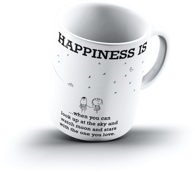 

Ucard Happiness Is1631 Bone China, Ceramic, Porcelain Mug(325 ml), Multicolor