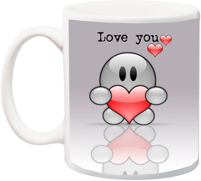 

ME&YOU Gift For Valentine's Day/Anniversary/Birthday;Love You 3D Cartoon with Shadow Printed Ceramic Mug(325 ml), Multicolor