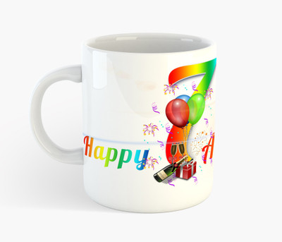 

Deeher Gifts Happy 7th Anniversary Ceramic Mug(350 ml), Multicolor