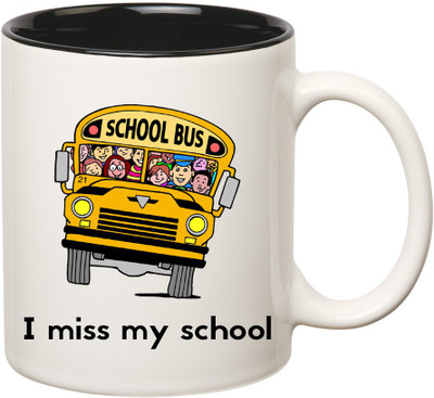 

HuppmeGift School Inner Black Ceramic Mug(350 ml), Black;white