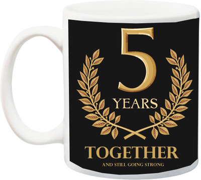 

ME&YOU Gift for Husband/Wife/Mom/Dad/Couples/Lover;5th year Together and still going strong,Printed Ceramic Mug(325 ml), Multicolor