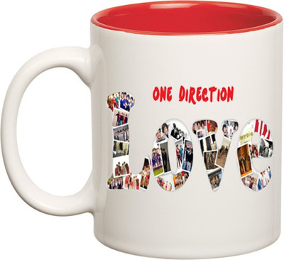 

Huppme Love Cycle Inner Red Ceramic Mug(350 ml), Red;white