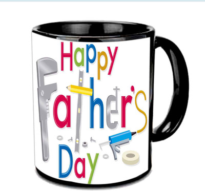 

Raj Laxmi Colorful Fonts Design Fathers Day Wishes Multicolor Ceramic Mug(3.5 ml), Black