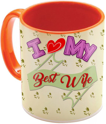 

SKY TRENDS Valentine Gift for Girlfriend Love Printed I Love U Forever Perfect for Her Him Wife Fiance Anniversary And Birthday STGD097 Ceramic Mug(325 ml), Orange