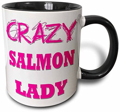 

3dRose mug_175274_4 Crazy Salmon Lady Two Tone Black, 11 oz, Black/White Ceramic Mug(60 ml), Multicolor