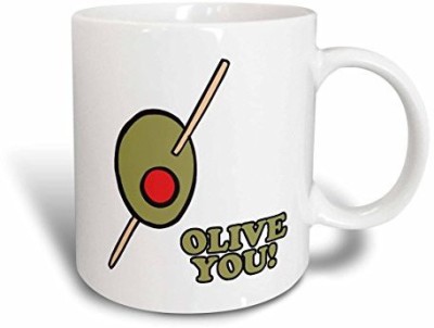 

3dRose mug_102614_2 Funny Olive You I Love You Design Ceramic, 15-Ounce Ceramic Mug(60 ml), Multicolor