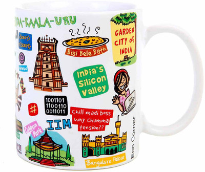 

Eco Corner Bangalore Ceramic Mug(350 ml), Multicolor