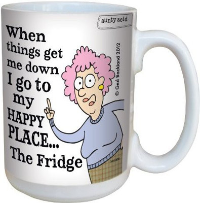 

Tree-Free Greetings Greetings lm43808 Hilarious Aunty Acid Happy Place by The Backland Studio Ceramic, 15-Ounce Ceramic Mug(60 ml), Multicolor