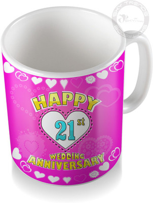 

SKY TRENDS 21st Happy Wedding Anniversary Coffee Ceramic Mug(320 ml), White