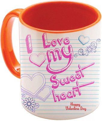 

SKY TRENDS Valentine Gift for Girlfriend Love Printed I Love U Forever Perfect for Her Him Wife Fiance Anniversary And Birthday STGD045 Ceramic Mug(325 ml), Orange