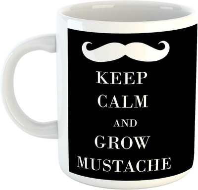 

Deeher Gifts Keep calm and grow mustache Ceramic Mug(330 ml), Black;white
