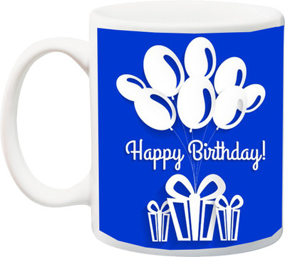 

ME&YOU gift for happy Birthday;mummy/Mom/Dad/Father/Sister/Brother/Friend/Aunty/Uncle, H B,day blue Printed Ceramic Mug(325 ml), Multicolor