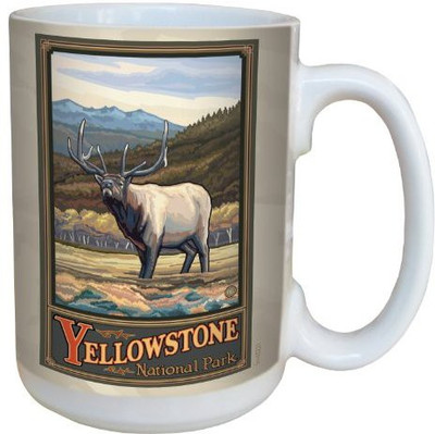 

Tree-Free Greetings Greetings lm43221 Vintage Yellowstone National Park Elk by Paul A. Lanquist Ceramic with Full-Sized Handle, 15-Ounce, Multicolored Ceramic Mug(60 ml), Multicolor
