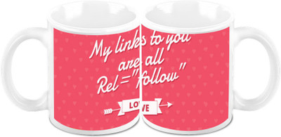 

Homesogood Follow The Love On Valentine's Day (Set Of 2) Ceramic Mug(325 ml, Pack of 2)