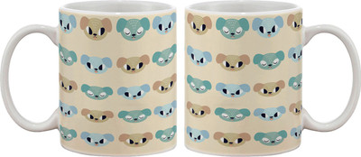 

Artifa Bog Faces Pattern Porcelain, Ceramic Mug(350 ml), Multicolor