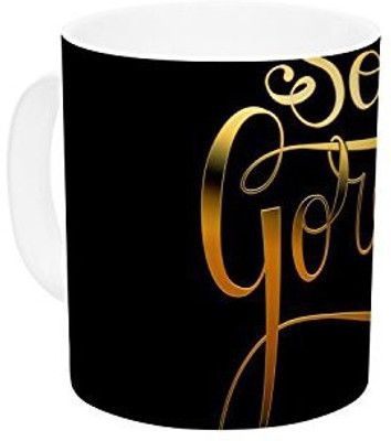 

Kess InHouse InHouse Roberlan So Gorgeous Gold Black Ceramic Coffee, 11 oz, Multicolor Ceramic Mug(60 ml)