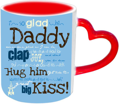 

Raj Laxmi Amazing Words For Daddy Red Heart Handle Ceramic Mug(350 ml)