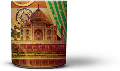 

The Nodding Head Taj Collage Coffee Ceramic Mug(300 ml), Multicolor