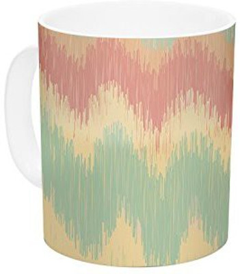

Kess InHouse InHouse Nika Martinez Ikat Chevron II Teal Ceramic Coffee, 11 oz, Multicolor Ceramic Mug(60 ml)