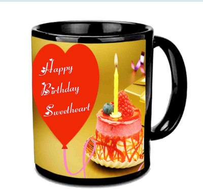 

Raj Laxmi Happy B'day With Cake Black Ceramic Mug(3.5 ml)