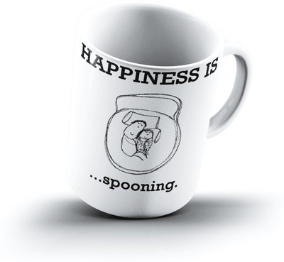 

Ucard Happiness Is2129 Bone China, Ceramic, Porcelain Mug(325 ml), Multicolor